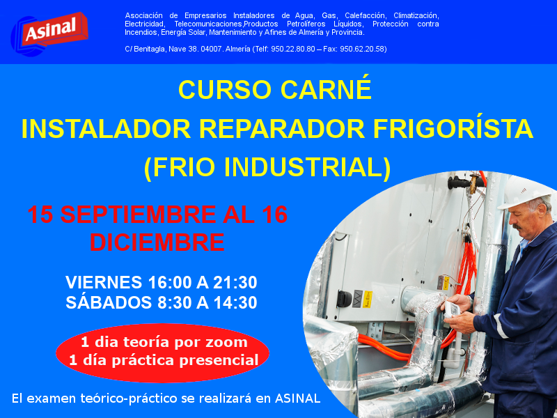 Curso CARNÉ INSTALADOR REPARADOR CONSERVADOR FRIGORISTA